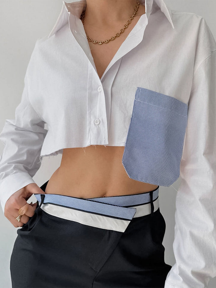 Nani - French Top Contrast Cropped Shirt