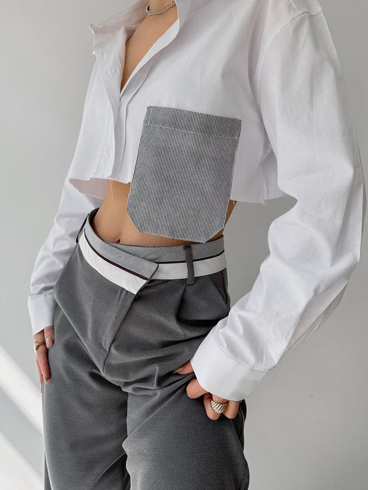 Nani - French Top Contrast Cropped Shirt