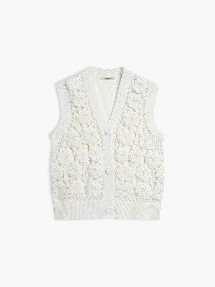 Astrid Wool Blend Crochet Knit Vest