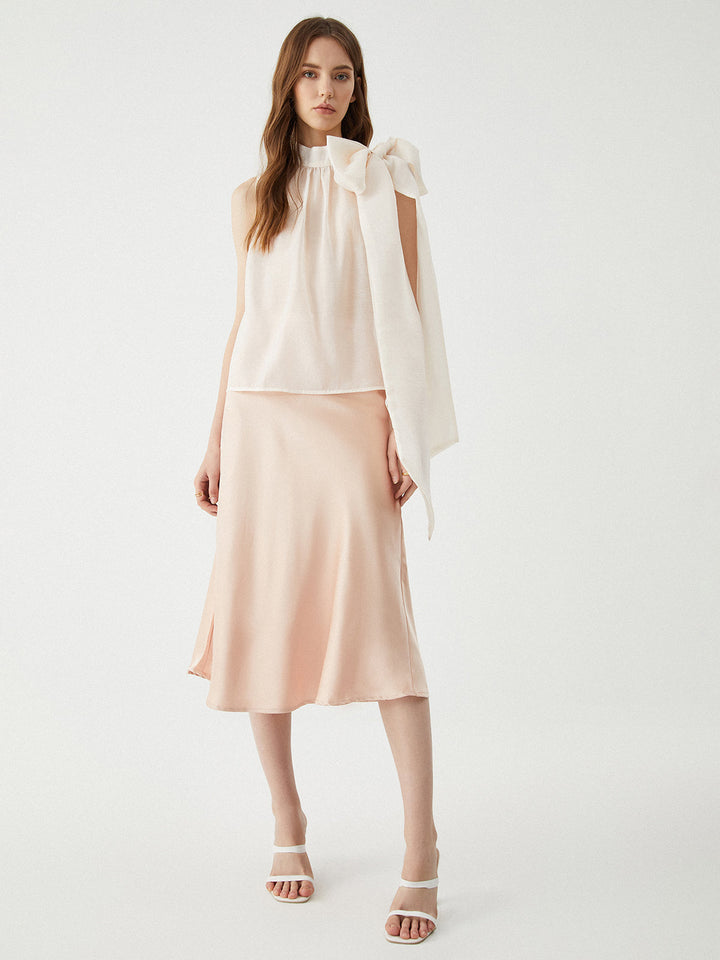 Kaylani Sheer Tie Neck Bow Mesh Top