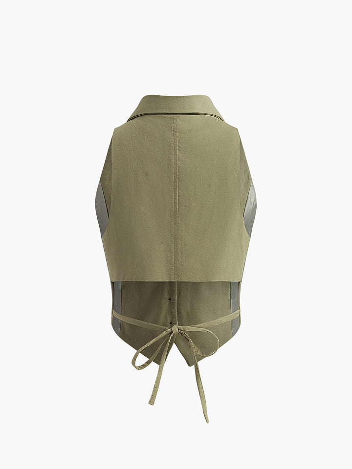 Leila Suit Buttoned Tie-Back Tank Top