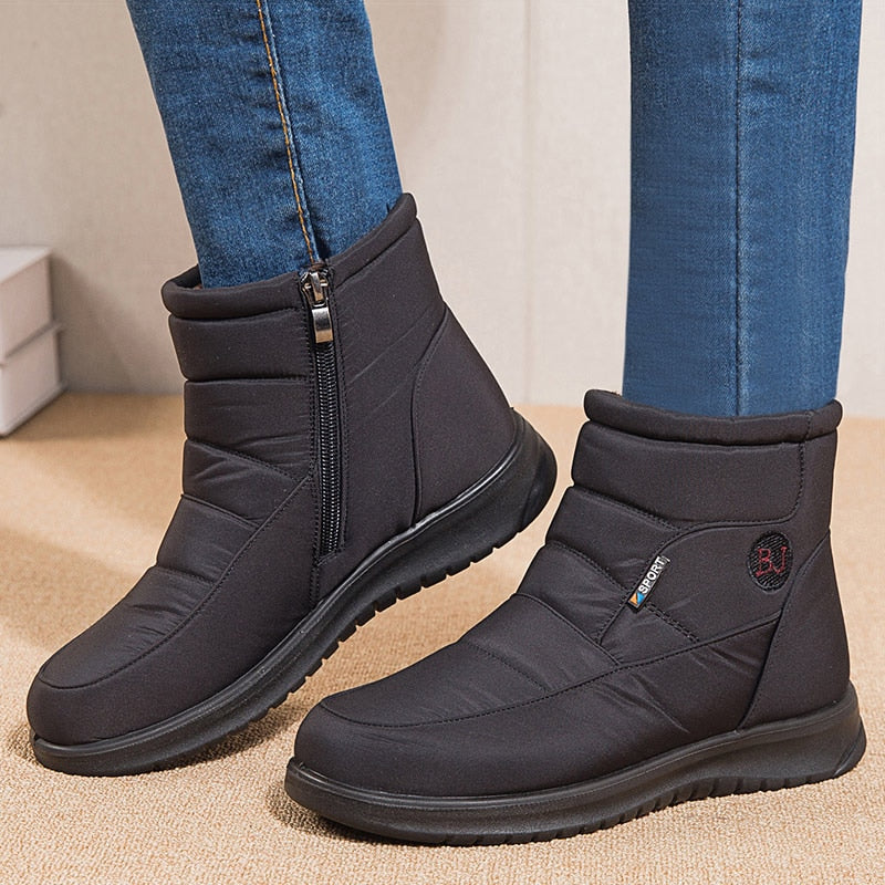 Women’s Quilted Winter Ankle Boots with Fur Lining and Non-Slip Sole