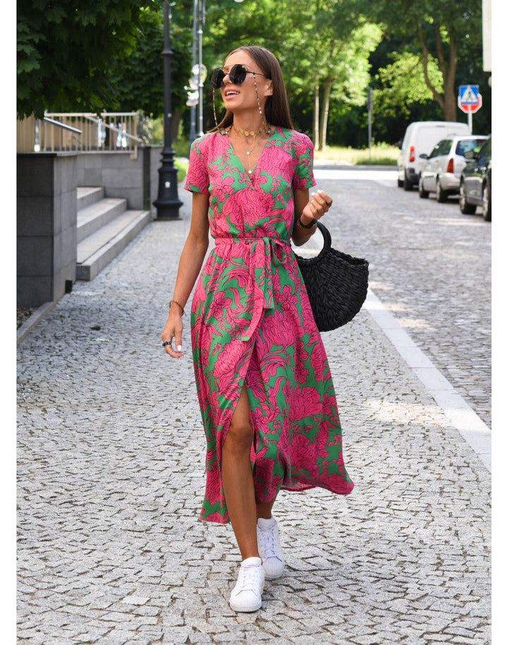 Jolina – Floral Wrap Midi Dress