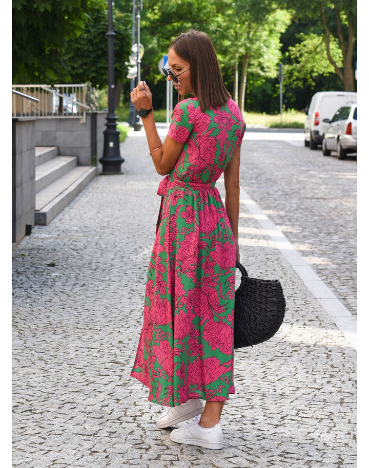 Jolina – Floral Wrap Midi Dress