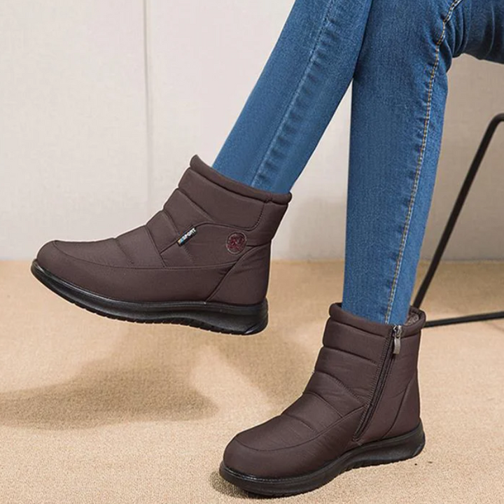 Women’s Quilted Winter Ankle Boots with Fur Lining and Non-Slip Sole