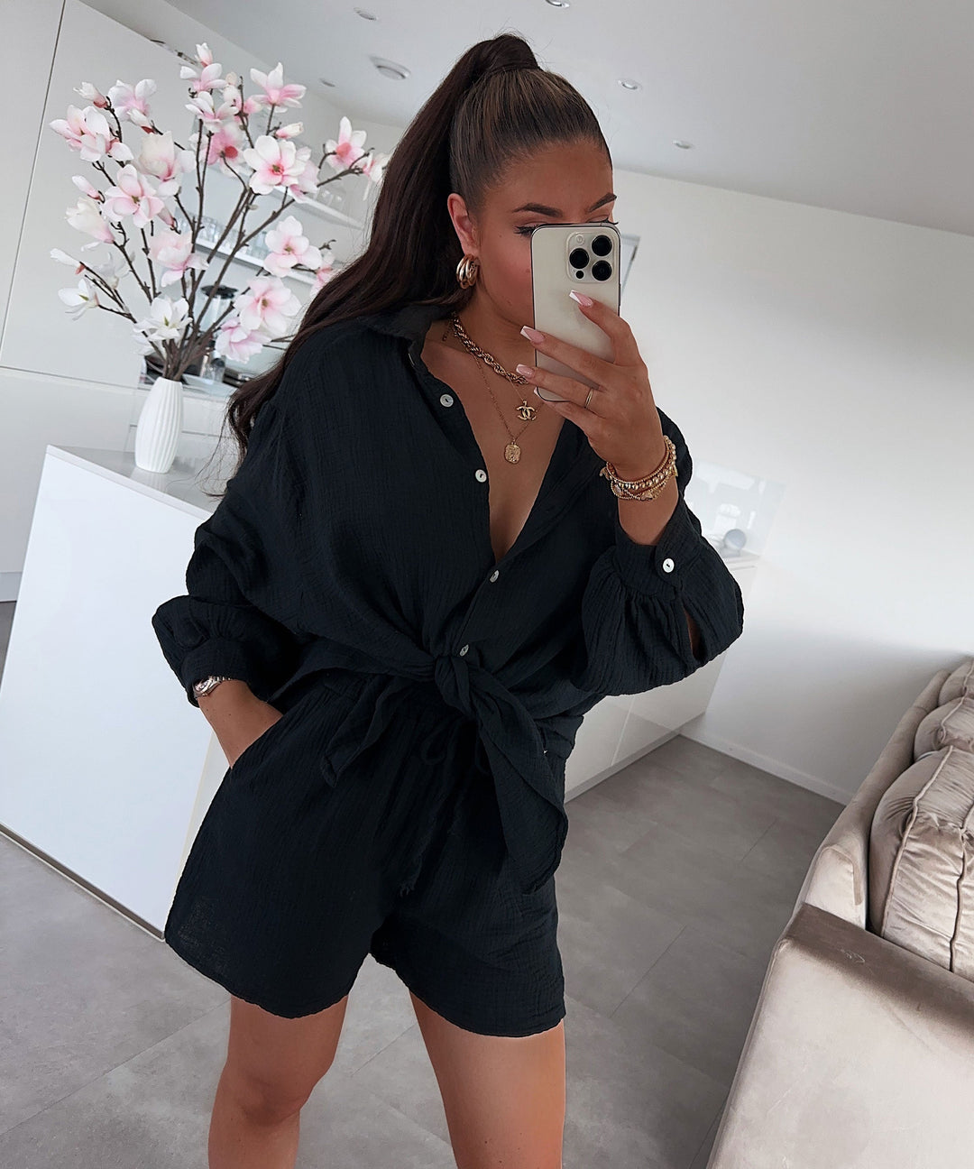 Oversize muslin set Alva black